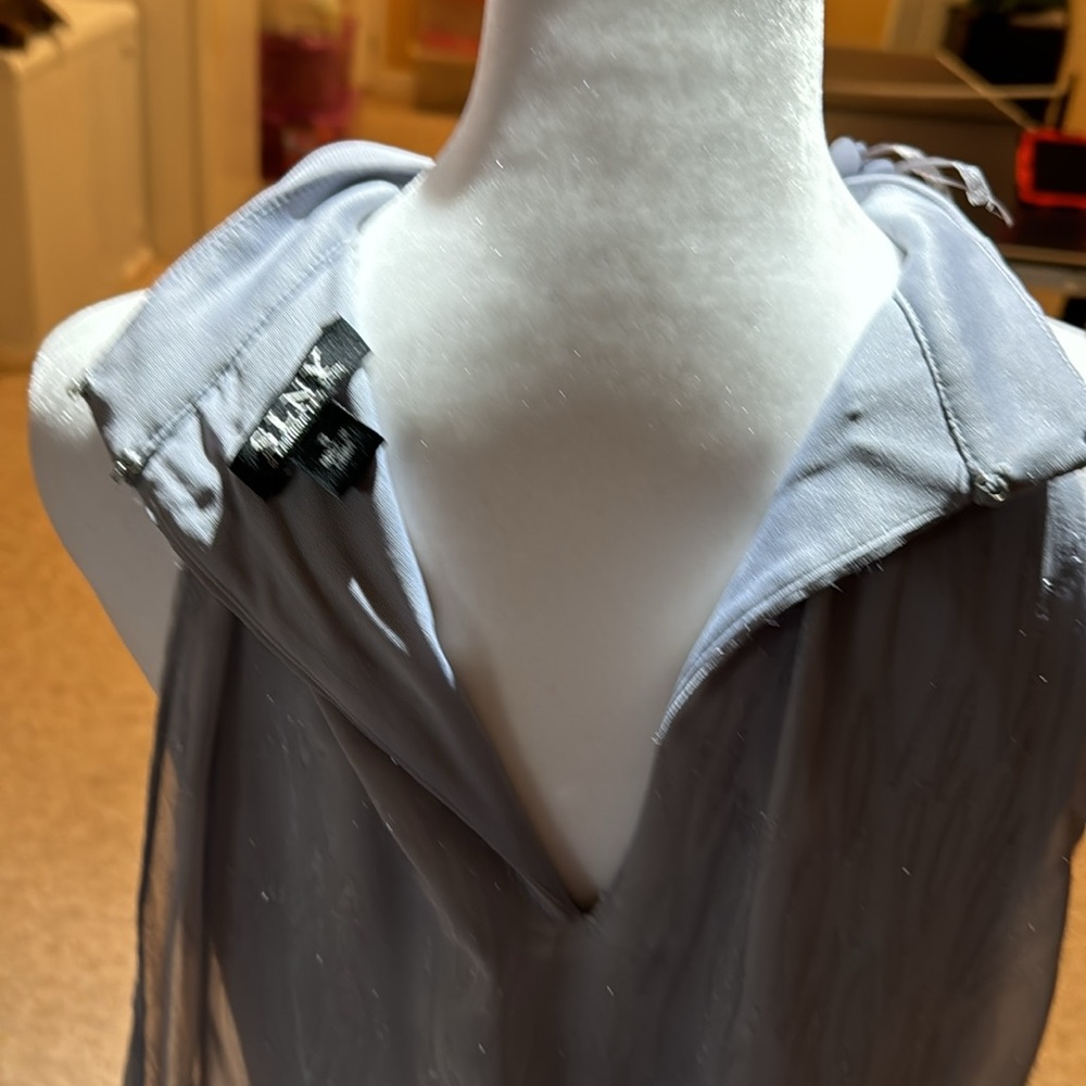 NWT SLNY Halter Neckline Sleeveless Dress In Gray Silver Size 8 - Picture 7 of 11
